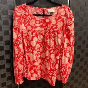 UNIVERSAL THREAD Floral Bohemian Tunic Top - Large  (orange & white)